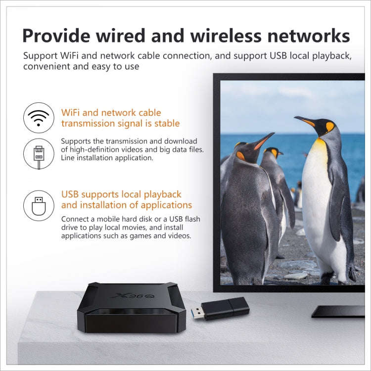 X96Q HD 4K Smart TV Box without Wall Mount, Android 10.0, Allwinner H313 Quad Core ARM Cortex A53...