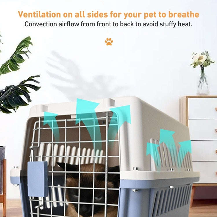 Pet Aviation Box Portable Travel Cat Cage Small Dog Air Transport Box 48x32x30cm(Coffee)