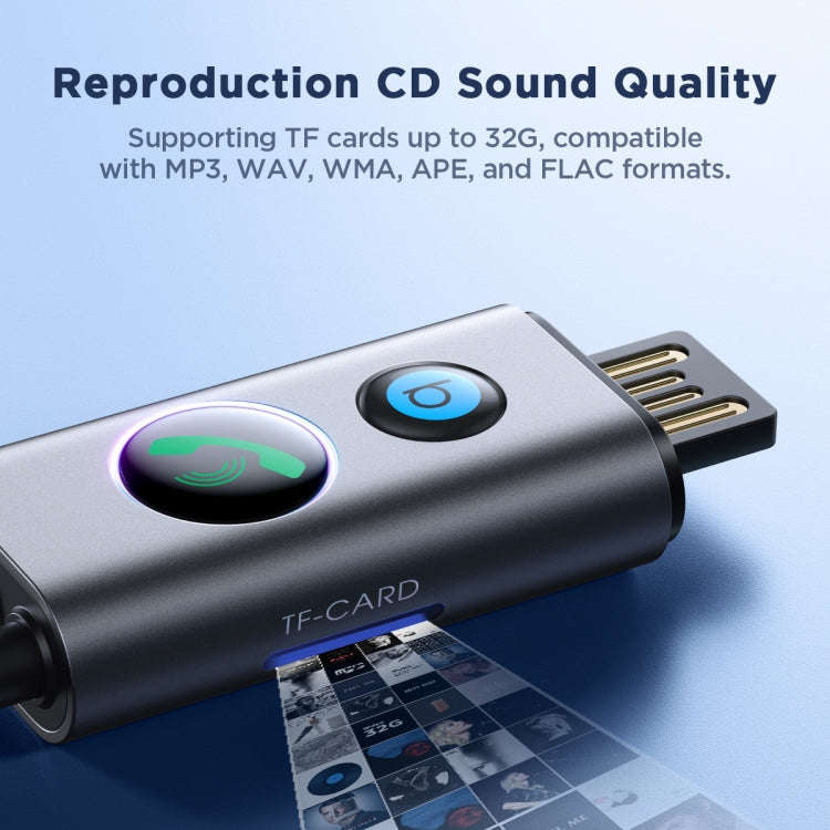 JOYROOM JR-CB7 Car-B Series Car Bluetooth 5.3 Wireless Receiver AUX Adapter Support TF Card(Dark ...