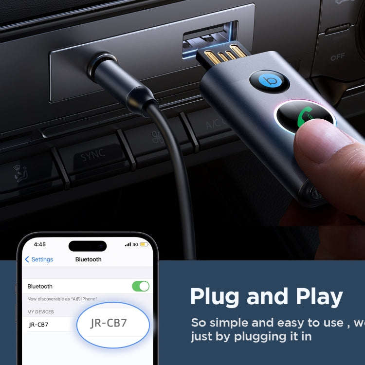 JOYROOM JR-CB7 Car-B Series Car Bluetooth 5.3 Wireless Receiver AUX Adapter Support TF Card(Dark ...