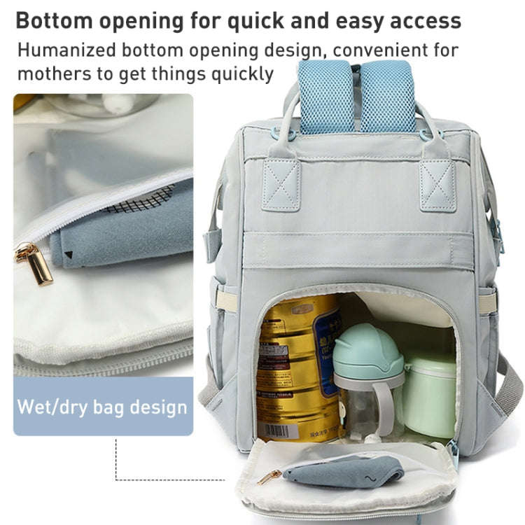 Multifunctional Mommy Bag Large Capacity Outgoing Baby Care Backpack(Blue)