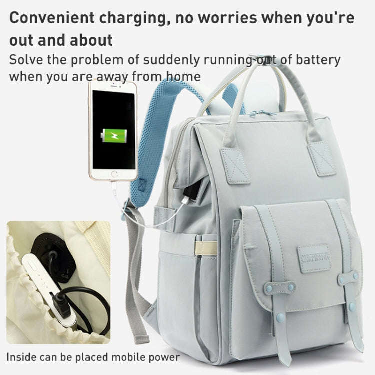 Multifunctional Mommy Bag Large Capacity Outgoing Baby Care Backpack(Blue)