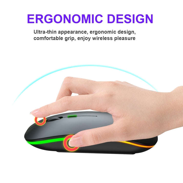 HXSJ M40 2.4GHZ 800,1200,1600dpi Third Gear Adjustment Colorful Wireless Mouse USB Rechargeable(B...