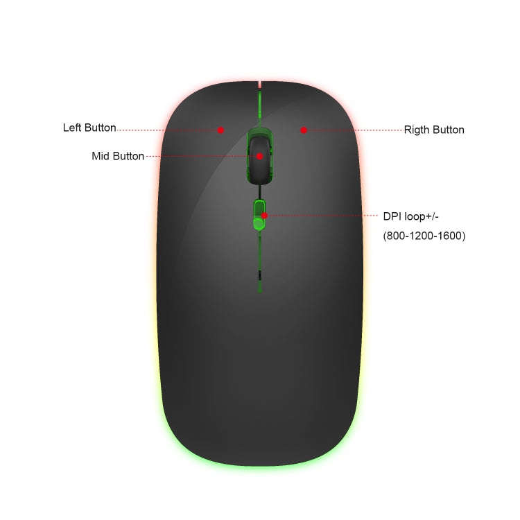 HXSJ M40 2.4GHZ 800,1200,1600dpi Third Gear Adjustment Colorful Wireless Mouse USB Rechargeable(B...