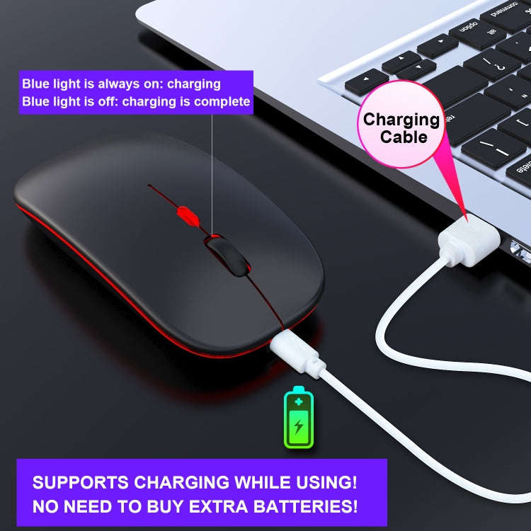 HXSJ M40 2.4GHZ 800,1200,1600dpi Third Gear Adjustment Colorful Wireless Mouse USB Rechargeable(B...