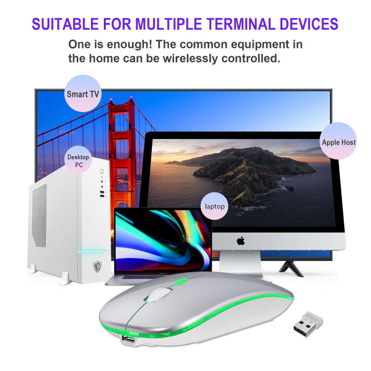 HXSJ M40 2.4GHZ 800,1200,1600dpi Third Gear Adjustment Colorful Wireless Mouse USB Rechargeable(S...