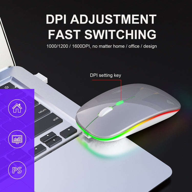 HXSJ M40 2.4GHZ 800,1200,1600dpi Third Gear Adjustment Colorful Wireless Mouse USB Rechargeable(S...