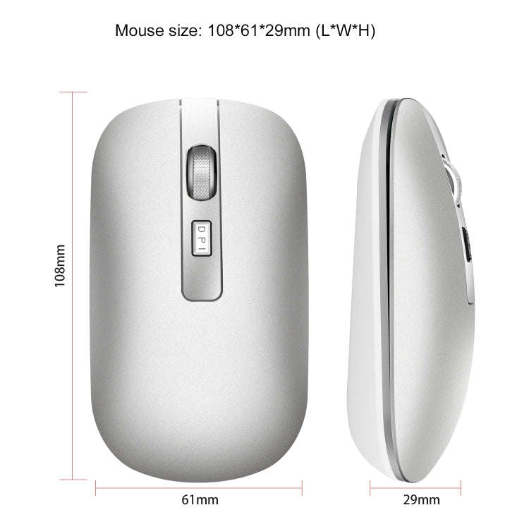 HXSJ M50 2.4GHZ 800,1200,1600dpi Three Gear Adjustment Dual-mode Wireless Mouse USB + Bluetooth 5...