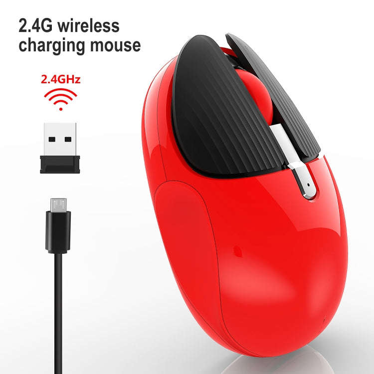 HXSJ M106 2.4GHZ 1600dpi Single-mode Wireless Mouse USB Rechargeable(Red)