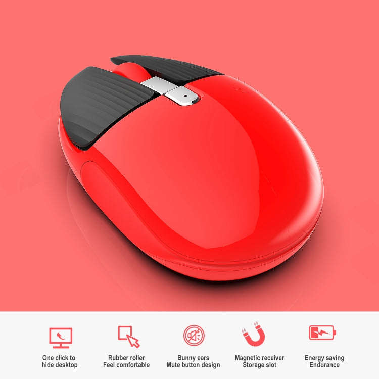HXSJ M106 2.4GHZ 1600dpi Single-mode Wireless Mouse USB Rechargeable(Red)