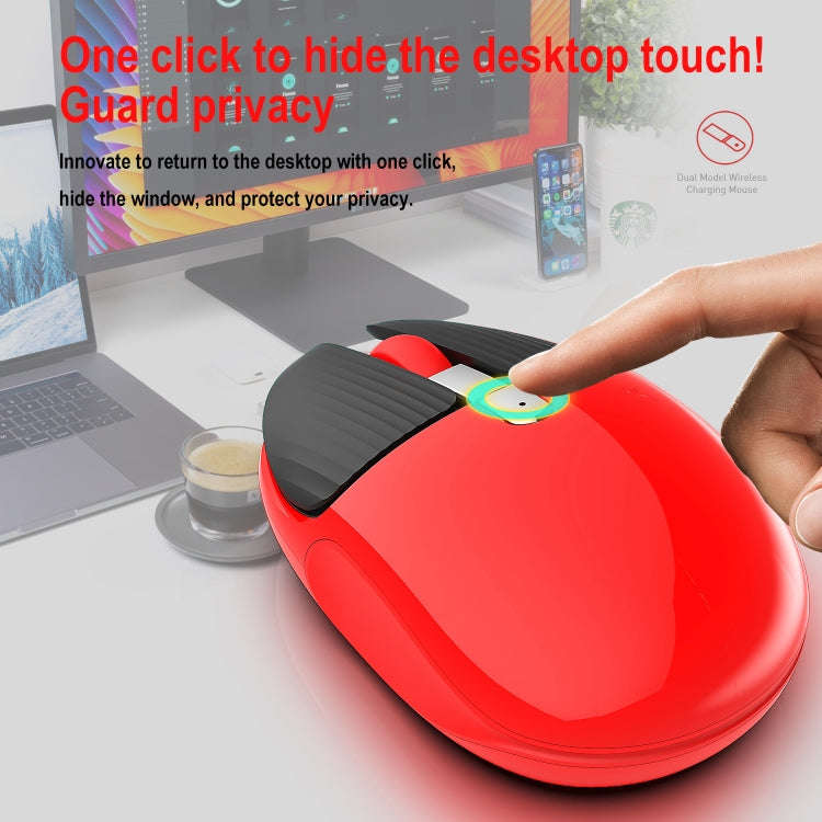 HXSJ M106 2.4GHZ 1600dpi Single-mode Wireless Mouse USB Rechargeable(Red)