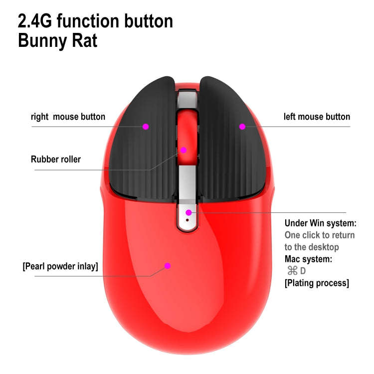 HXSJ M106 2.4GHZ 1600dpi Single-mode Wireless Mouse USB Rechargeable(Red)