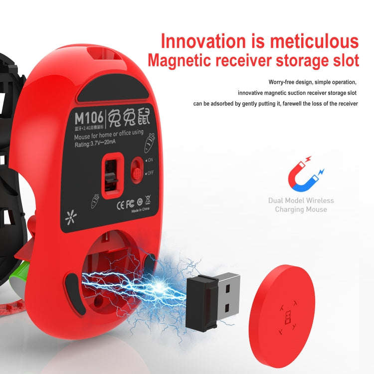 HXSJ M106 2.4GHZ 1600dpi Single-mode Wireless Mouse USB Rechargeable(Red)