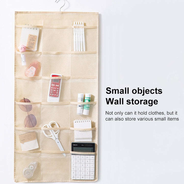 12+24 Grids Underwear Storage Bag Non-woven Double-sided Hanging Storage Bag(Beige)