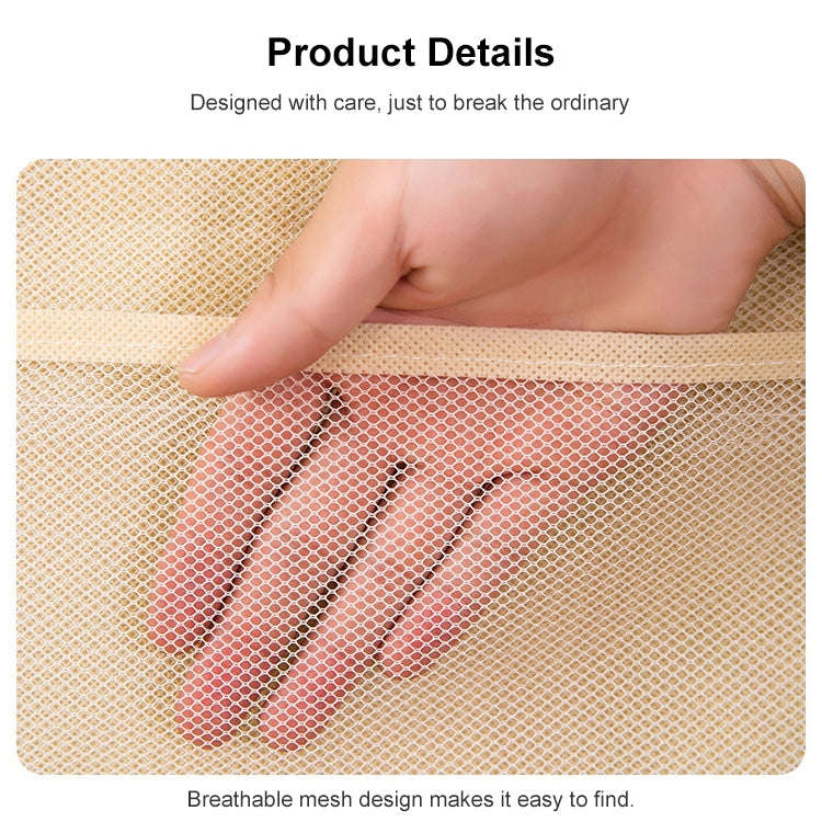 6+6 Grids Underwear Storage Bag Non-woven Double-sided Hanging Storage Bag(Beige)