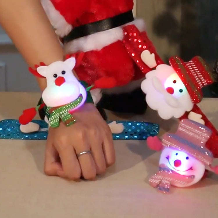 Santa Style Flash Light Merry Christmas Slap Pat Circle Wristband(Flannel Light Snowman)