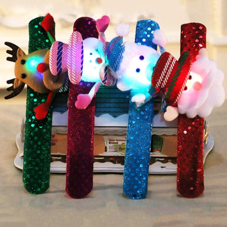 Santa Style Flash Light Merry Christmas Slap Pat Circle Wristband(Sequins Light Santa Claus)