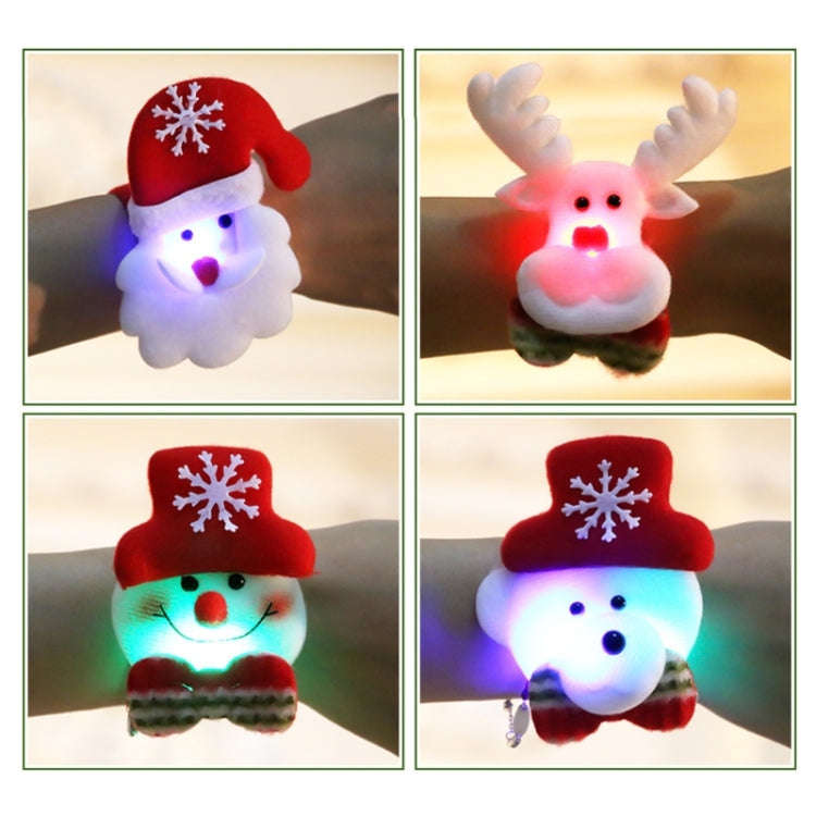 Santa Style Flash Light Merry Christmas Slap Pat Circle Wristband(Sequins Light Bear)