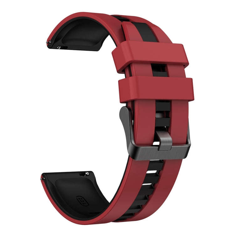 For Huawei Watch GT 3 / GT 3 Pro Vertical Two Color Silicone Watch Band(Dark Red+Black)