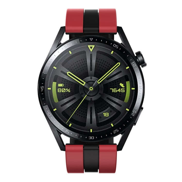 For Huawei Watch GT 3 / GT 3 Pro Vertical Two Color Silicone Watch Band(Dark Red+Black)