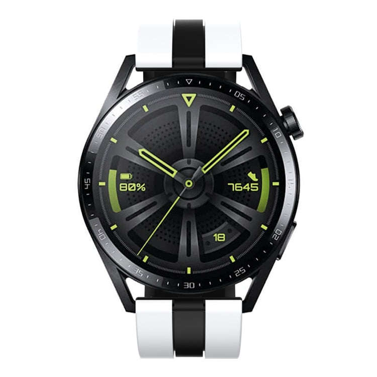 For Huawei Watch GT 3 / GT 3 Pro Vertical Two Color Silicone Watch Band(White+Black)