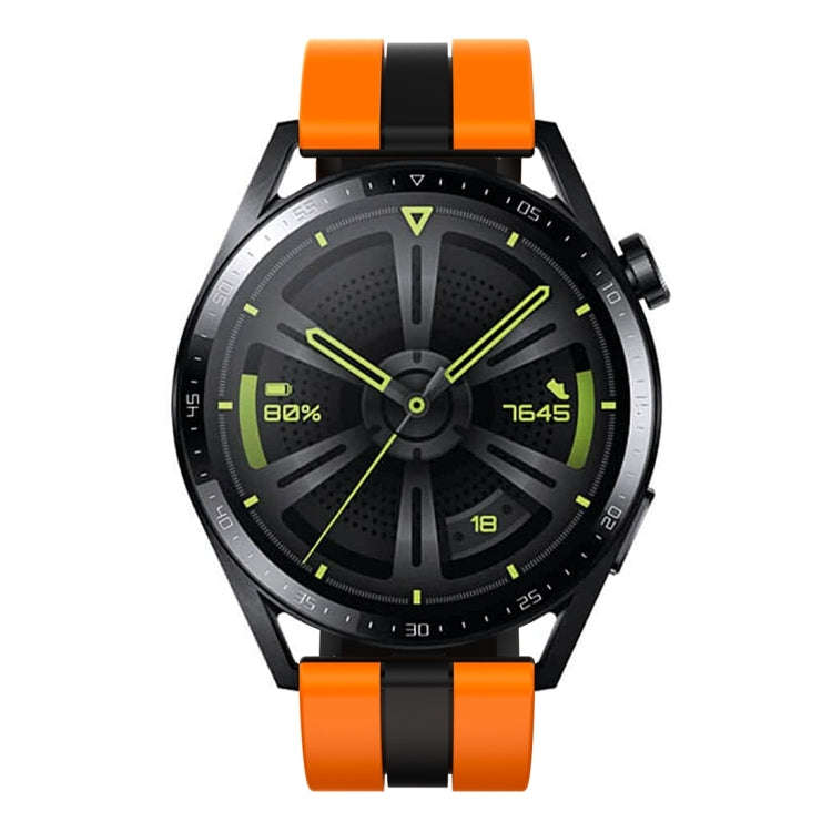 For Huawei Watch GT 3 / GT 3 Pro Vertical Two Color Silicone Watch Band(Orange+Black)
