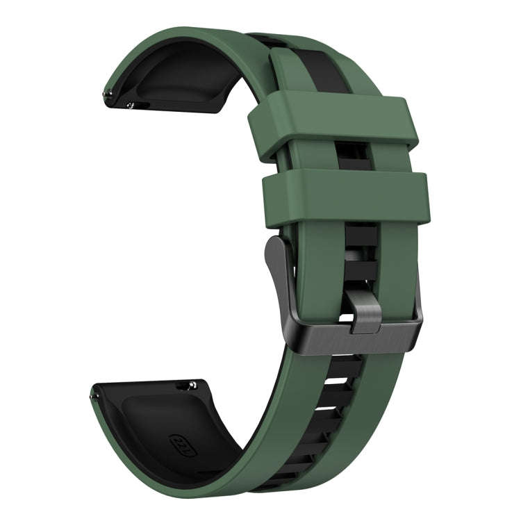 For Huawei Watch GT 3 / GT 3 Pro Vertical Two Color Silicone Watch Band(Olive Green+Black)