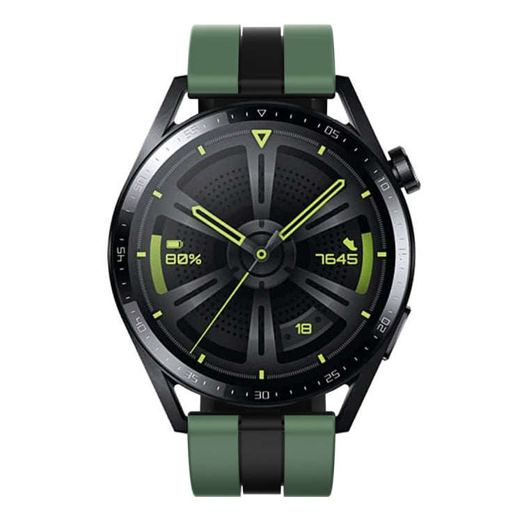 For Huawei Watch GT 3 / GT 3 Pro Vertical Two Color Silicone Watch Band(Olive Green+Black)