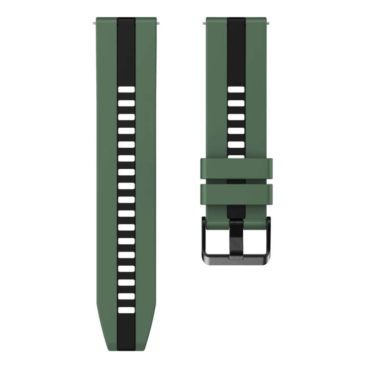 For Huawei Watch GT 3 / GT 3 Pro Vertical Two Color Silicone Watch Band(Olive Green+Black)