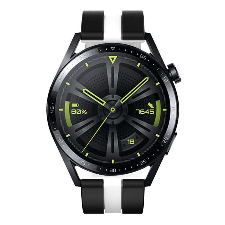 For Huawei Watch GT 3 / GT 3 Pro Vertical Two Color Silicone Watch Band(Black+White)