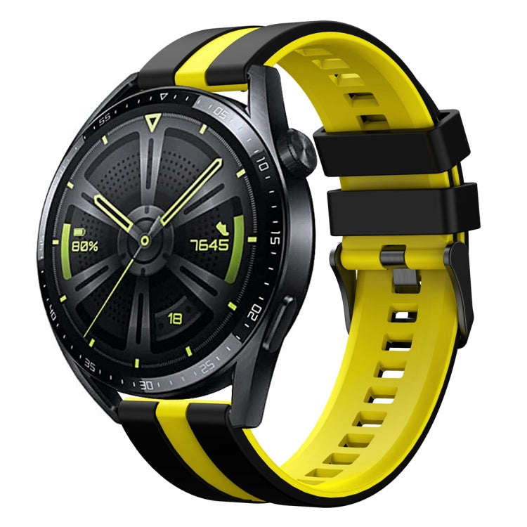 For Huawei Watch GT 3 / GT 3 Pro Vertical Two Color Silicone Watch Band(Black+Yellow)