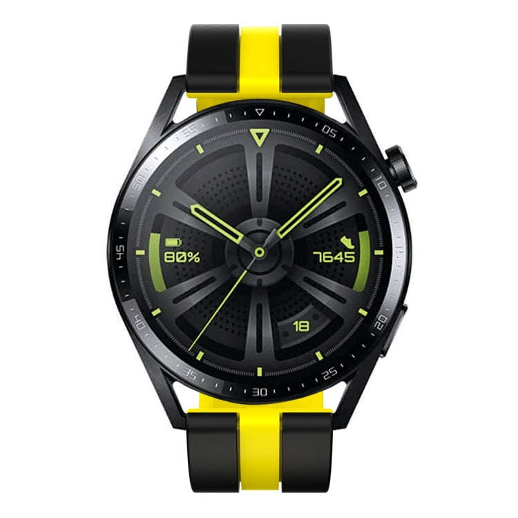 For Huawei Watch GT 3 / GT 3 Pro Vertical Two Color Silicone Watch Band(Black+Yellow)