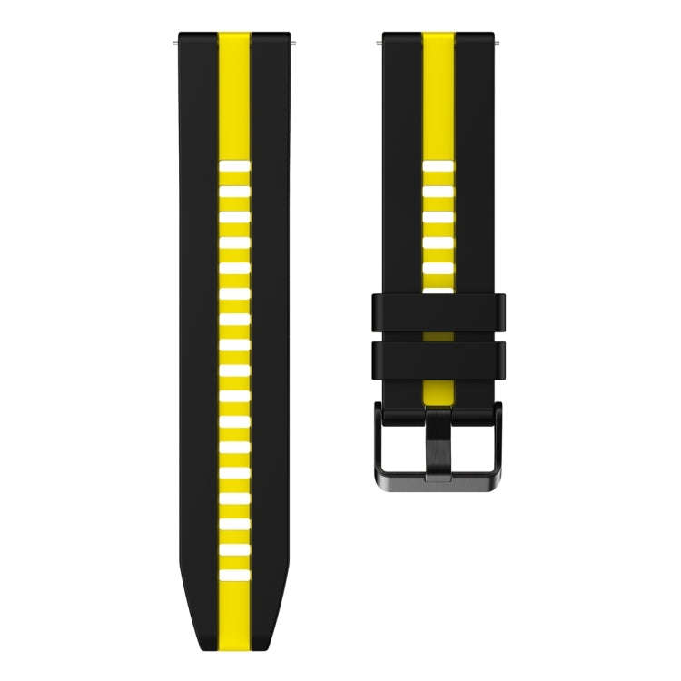 For Huawei Watch GT 3 / GT 3 Pro Vertical Two Color Silicone Watch Band(Black+Yellow)