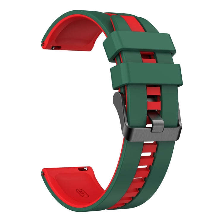 For Huawei Watch GT 3 / GT 3 Pro Vertical Two Color Silicone Watch Band(Dark Green+Red)