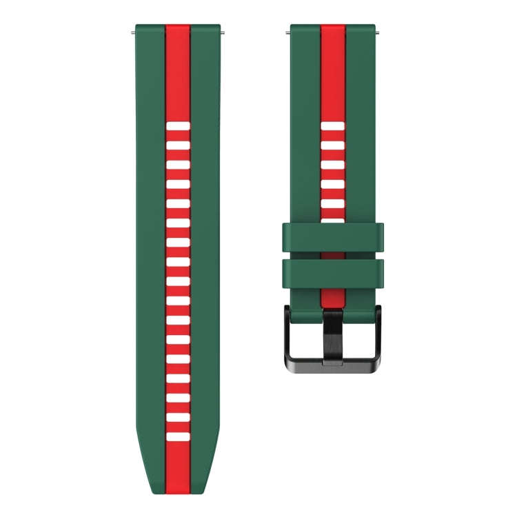 For Huawei Watch GT 3 / GT 3 Pro Vertical Two Color Silicone Watch Band(Dark Green+Red)