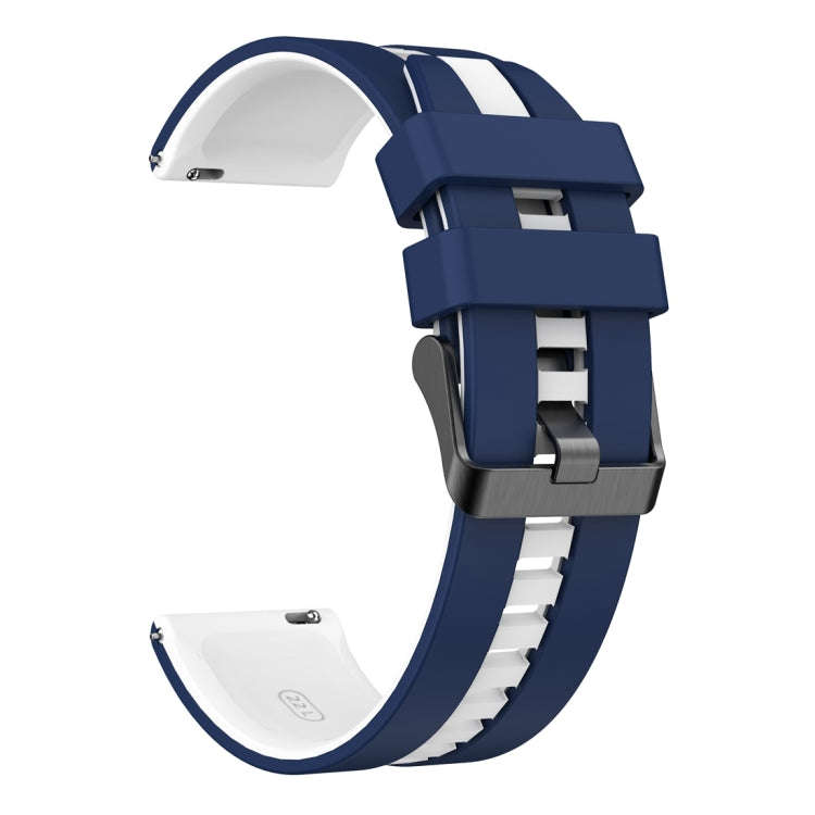 For Huawei Watch GT 3 / GT 3 Pro Vertical Two Color Silicone Watch Band(Dark Blue+White)