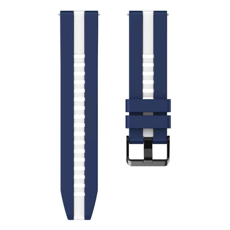 For Huawei Watch GT 3 / GT 3 Pro Vertical Two Color Silicone Watch Band(Dark Blue+White)