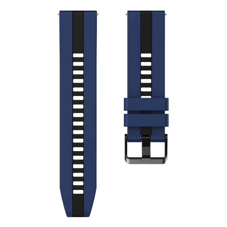 For Huawei Watch GT 3 / GT 3 Pro Vertical Two Color Silicone Watch Band(Dark Blue+Black)