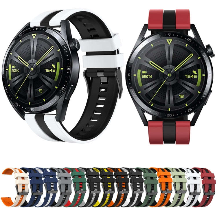 For Huawei Watch GT 3 / GT 3 Pro Vertical Two Color Silicone Watch Band(White+Black)