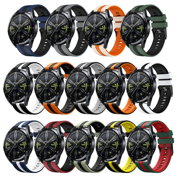 For Huawei Watch GT 3 / GT 3 Pro Vertical Two Color Silicone Watch Band(White+Black)