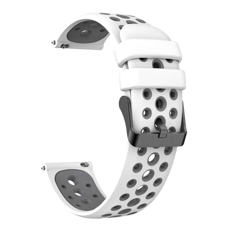 For Huawei Watch 4 Two Color Round Hole Silicone Watch Band(Light Grey White)