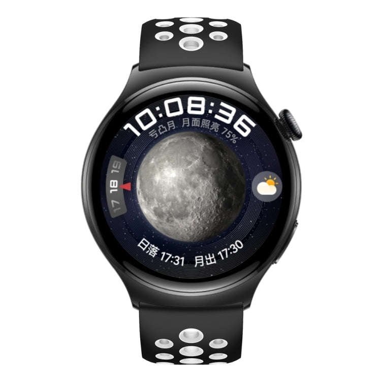 For Huawei Watch 4 Two Color Round Hole Silicone Watch Band(Black White)