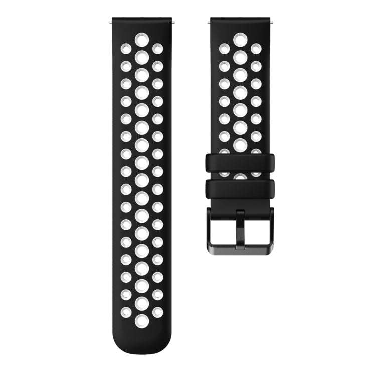 For Huawei Watch 4 Two Color Round Hole Silicone Watch Band(Black White)