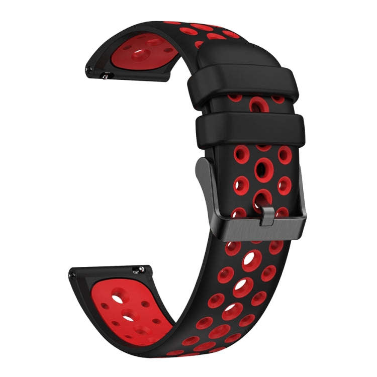 For Huawei Watch 4 Two Color Round Hole Silicone Watch Band(Black Red)