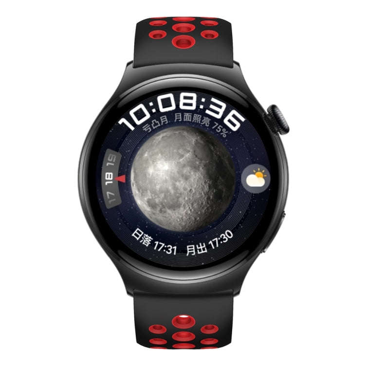For Huawei Watch 4 Two Color Round Hole Silicone Watch Band(Black Red)