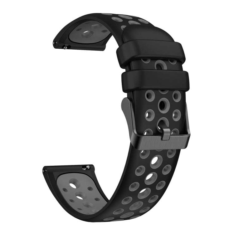 For Huawei Watch 4 Two Color Round Hole Silicone Watch Band(Black Grey)