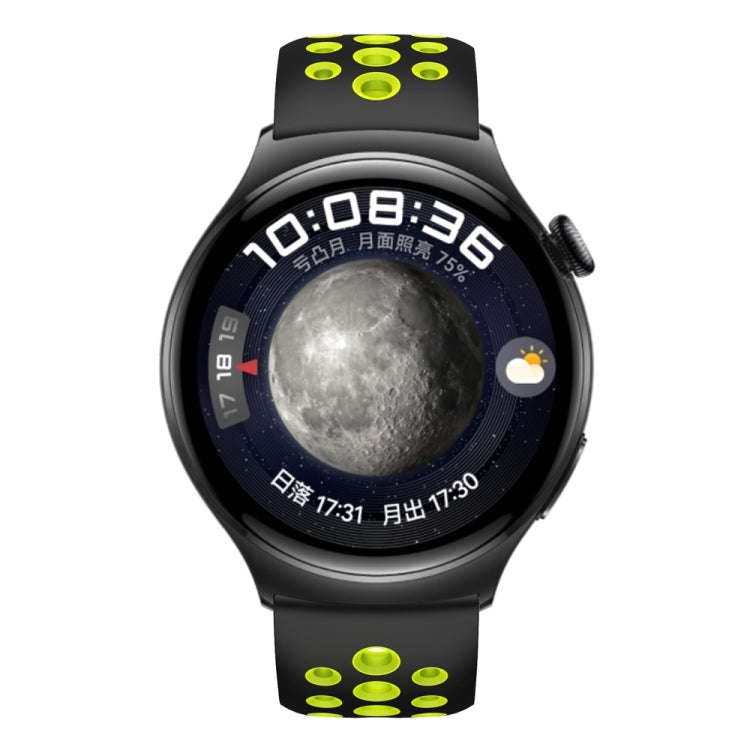 For Huawei Watch 4 Two Color Round Hole Silicone Watch Band(Black Green)