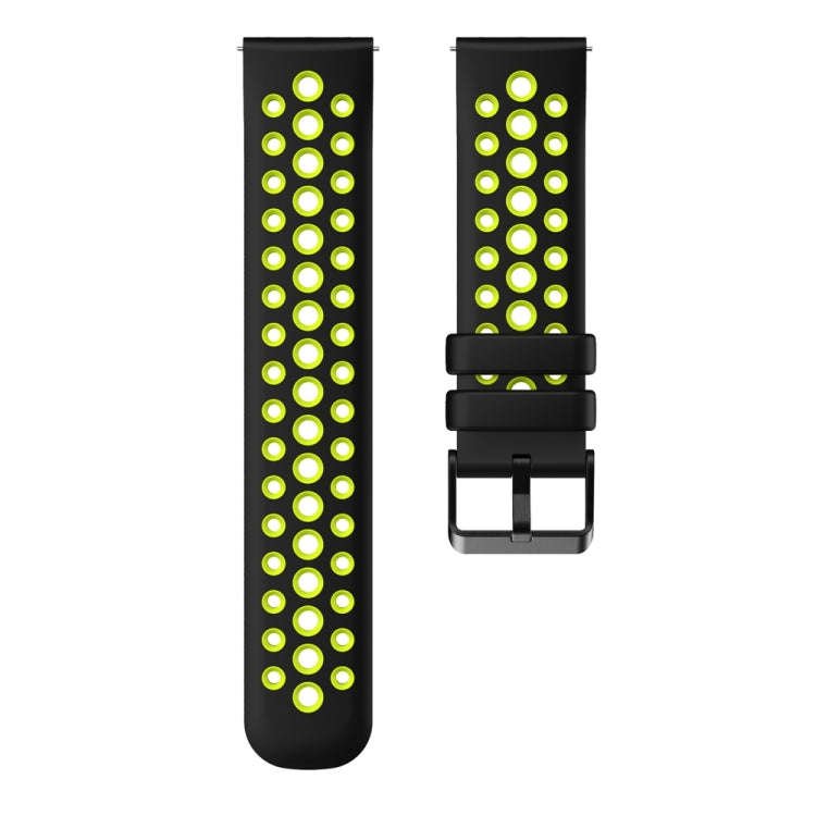 For Huawei Watch 4 Two Color Round Hole Silicone Watch Band(Black Green)