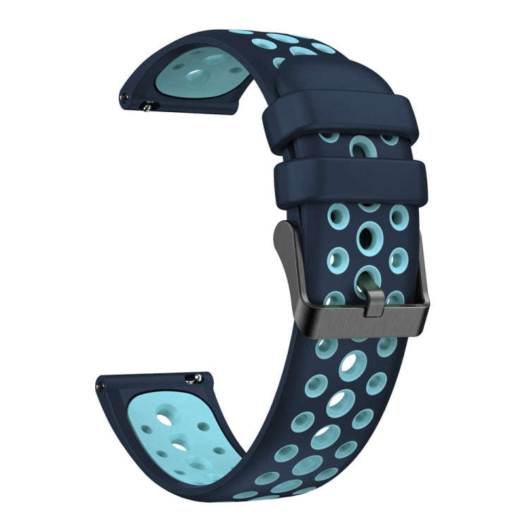 For Huawei Watch 4 Two Color Round Hole Silicone Watch Band(Lake Cyan)