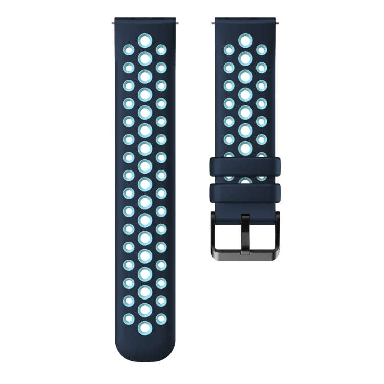 For Huawei Watch 4 Two Color Round Hole Silicone Watch Band(Lake Cyan)
